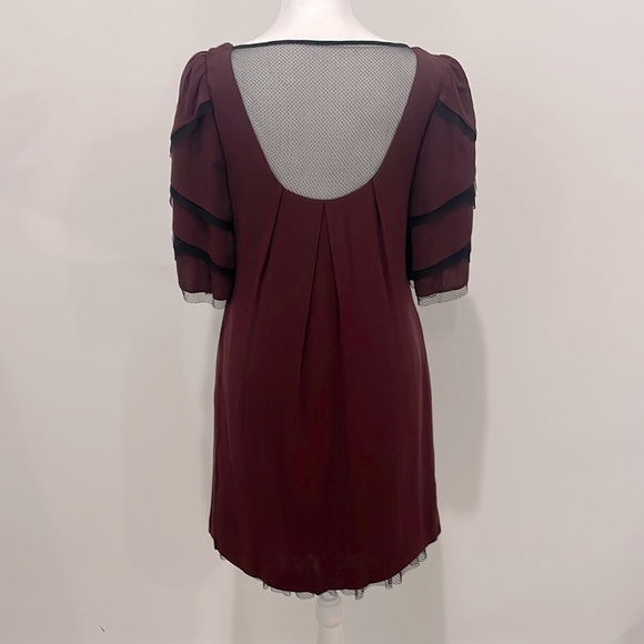 Nancy Rose Burgundy and Black mesh dress size 2 - Picture 3 of 4